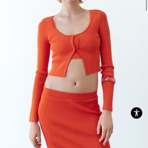 Zara Ribbed Knit Cropped Cardigan